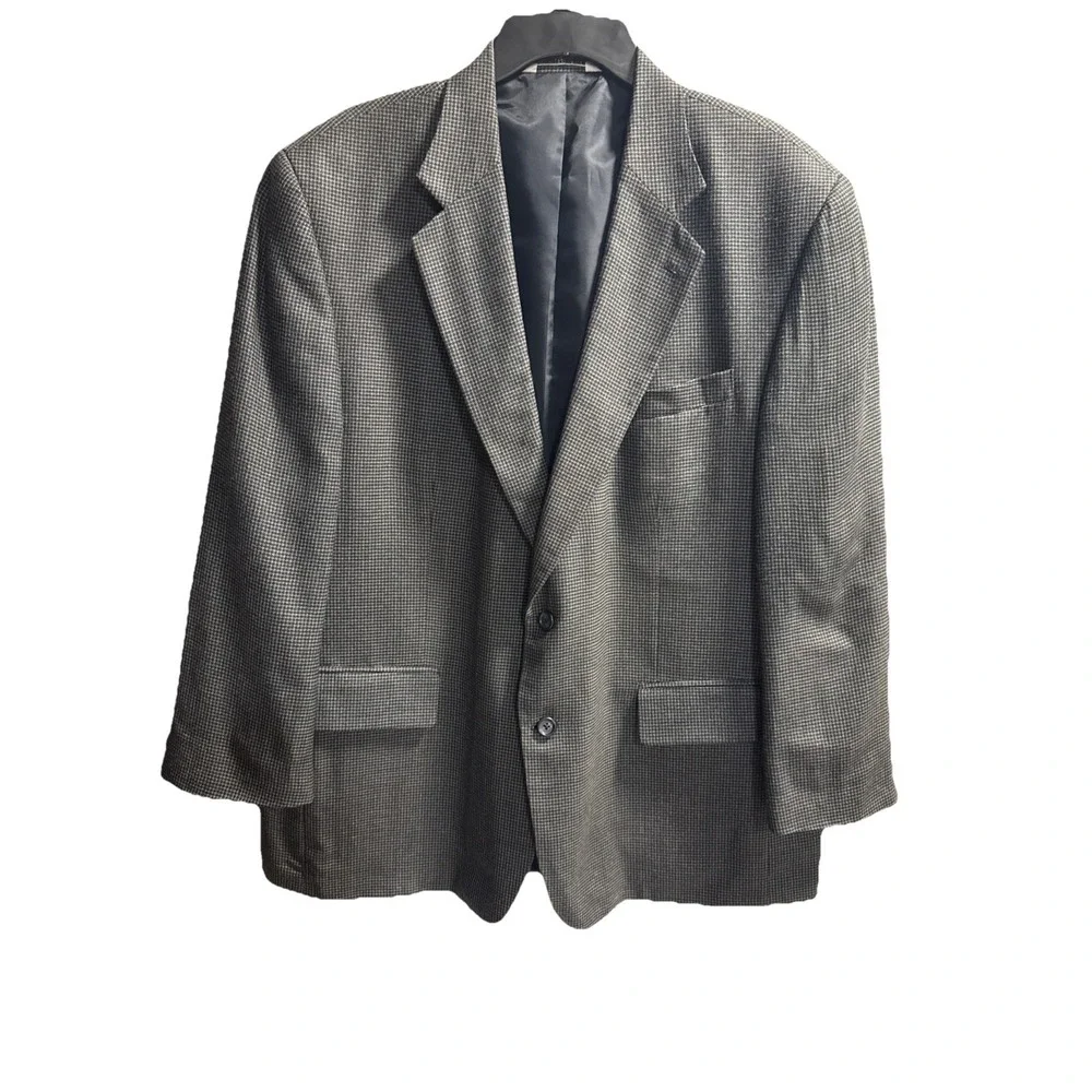 Versini‎ Mens Black Long Sleeve Notch Lapel Pockets Two-Button Blazer Size 44R
